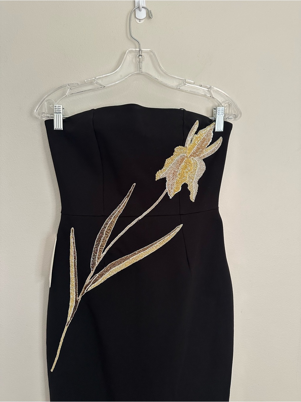 NWT Staud Brooke Beaded Floral Strapless Midi Dress Black Gold M Formal Evening - Picture 5 of 10